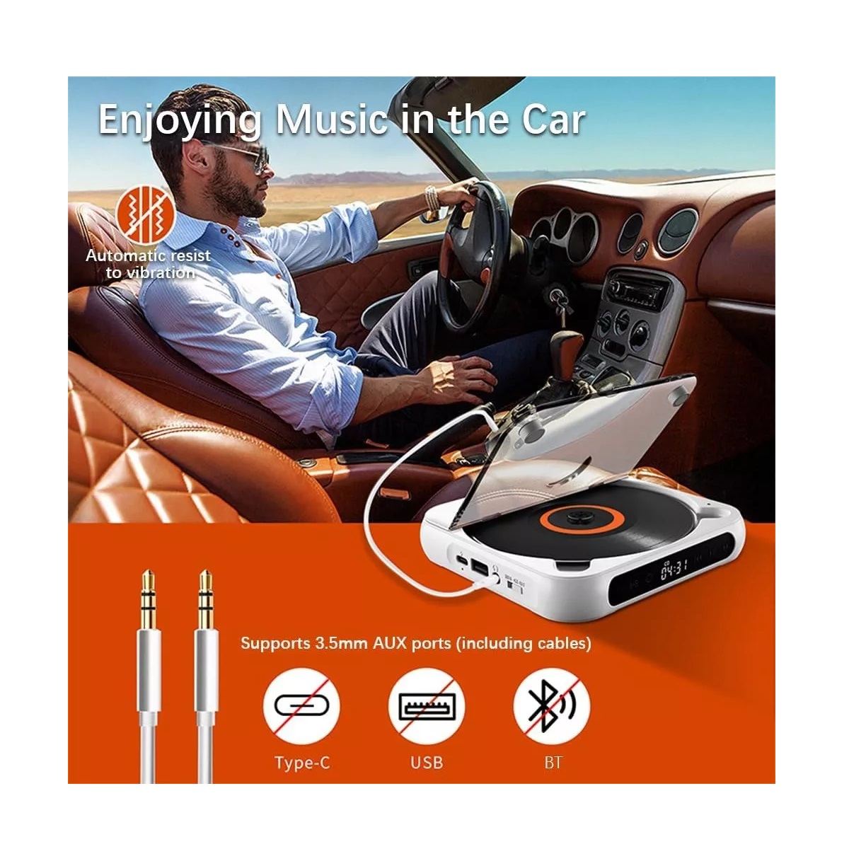 Reproductor Cd Música Cd Player Portatil Bluetooth De Pared