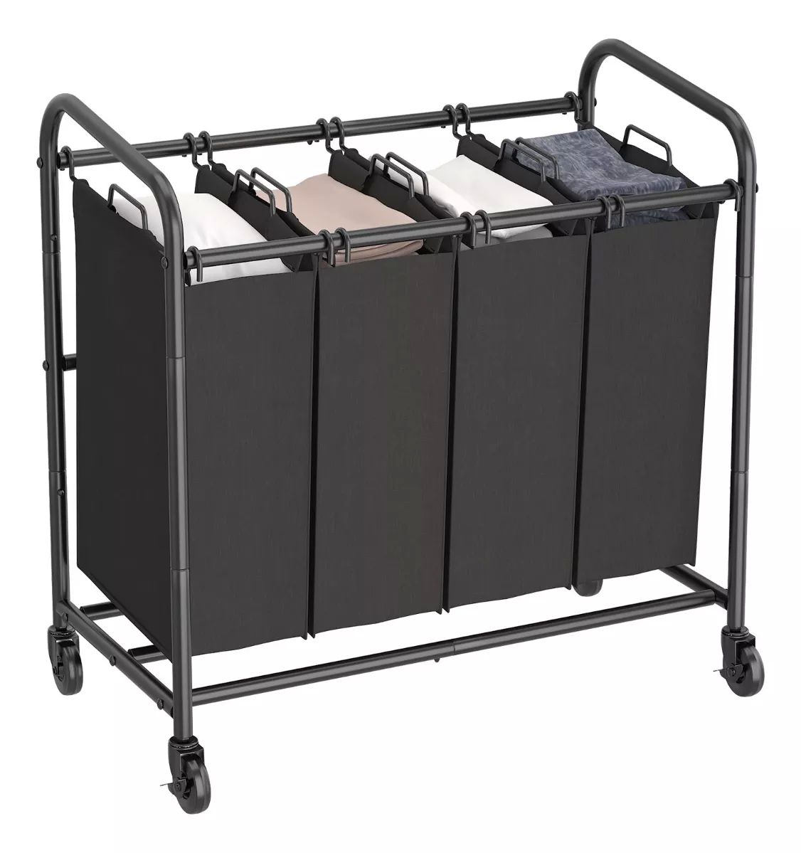 Cesto Para La Ropa Sucia Con Ruedas, 4 Compartimentos