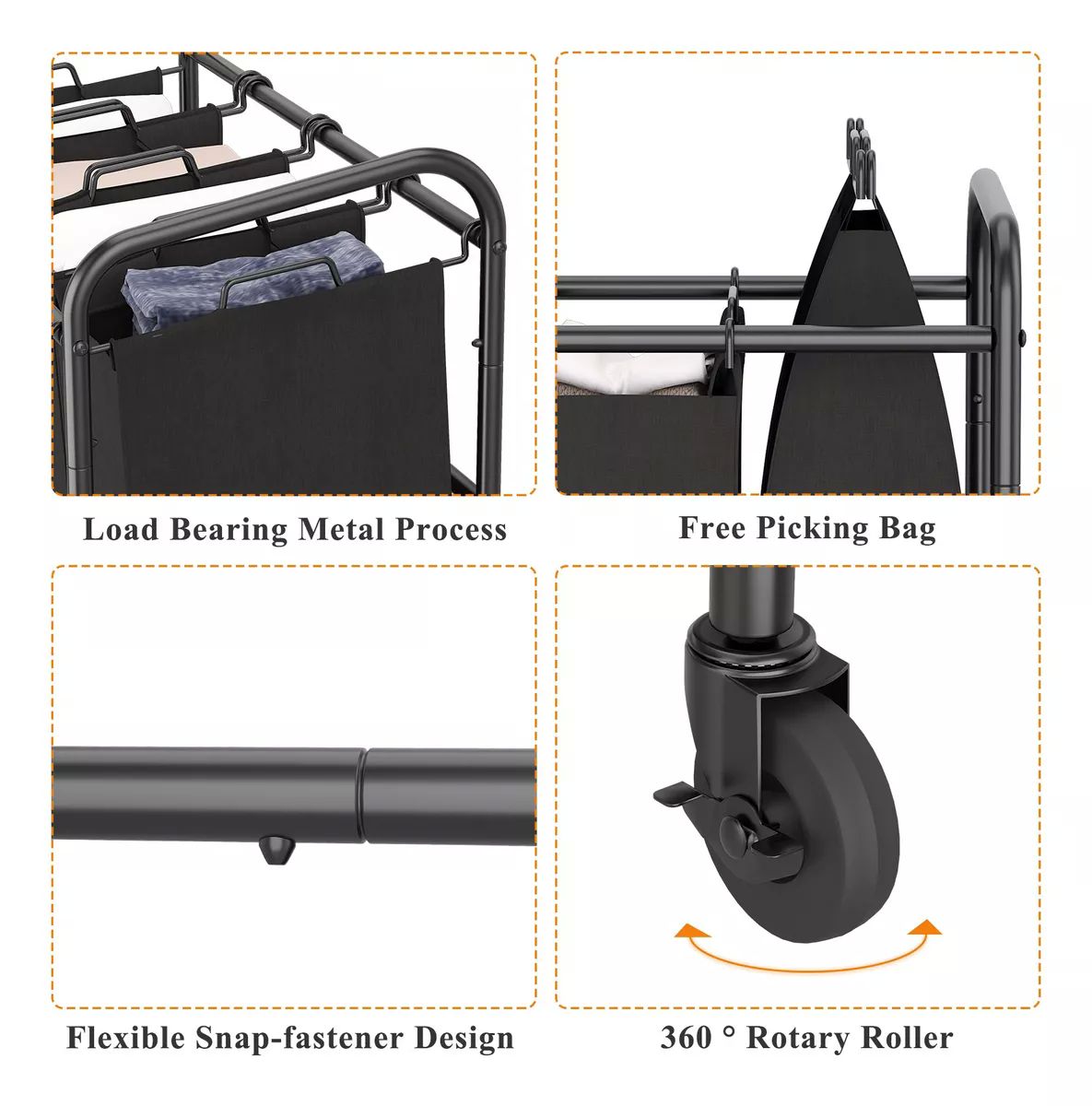 Cesto Para La Ropa Sucia Con Ruedas, 4 Compartimentos