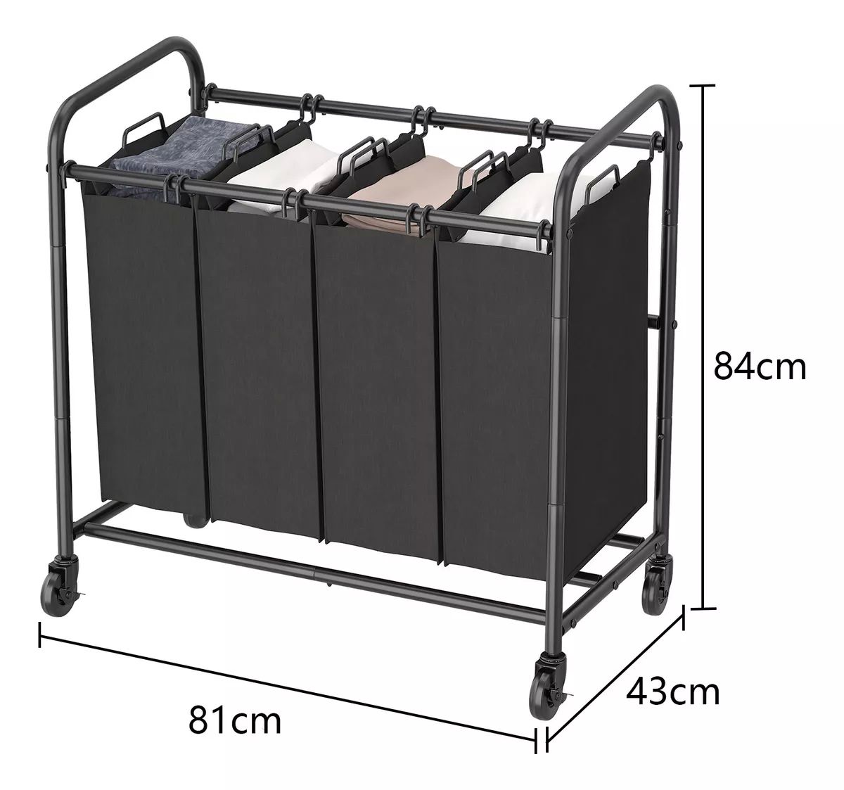 Cesto Para La Ropa Sucia Con Ruedas, 4 Compartimentos