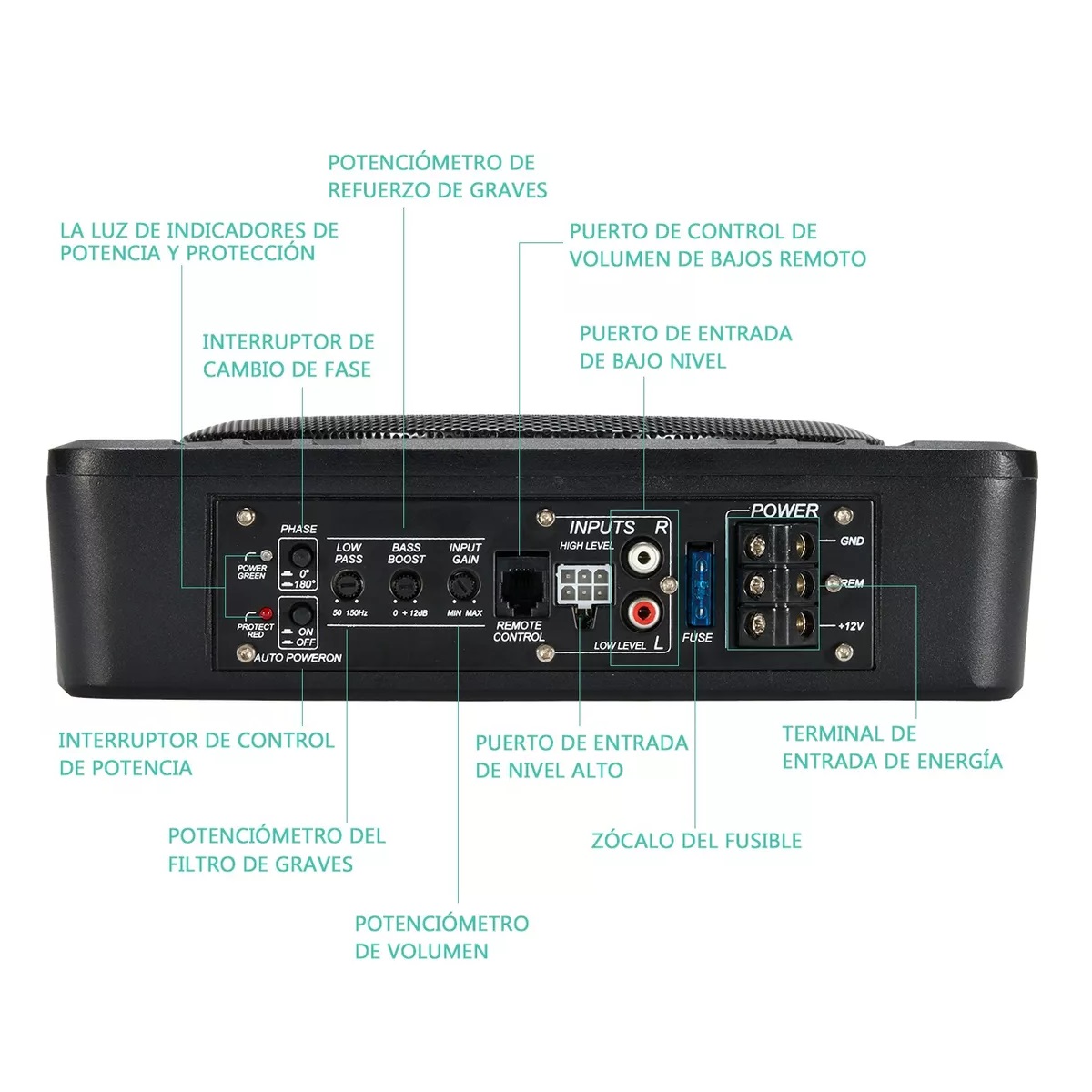 Bocina Subwoofer Amplificado De 10 In 600w Para Auto