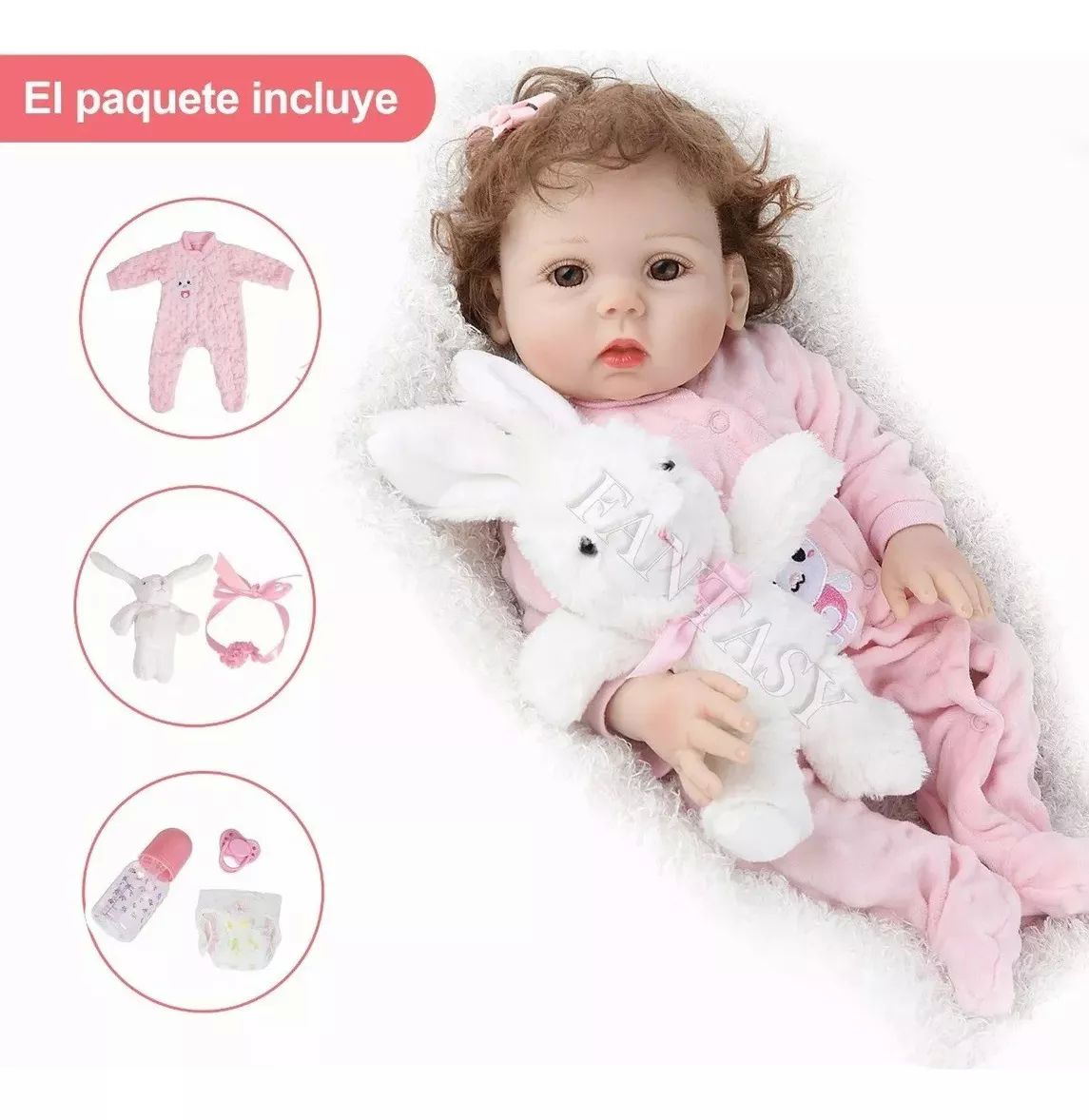 Muñeca Bebé 48cm Reborn Bebé Completo Silicona Vinilo Niña