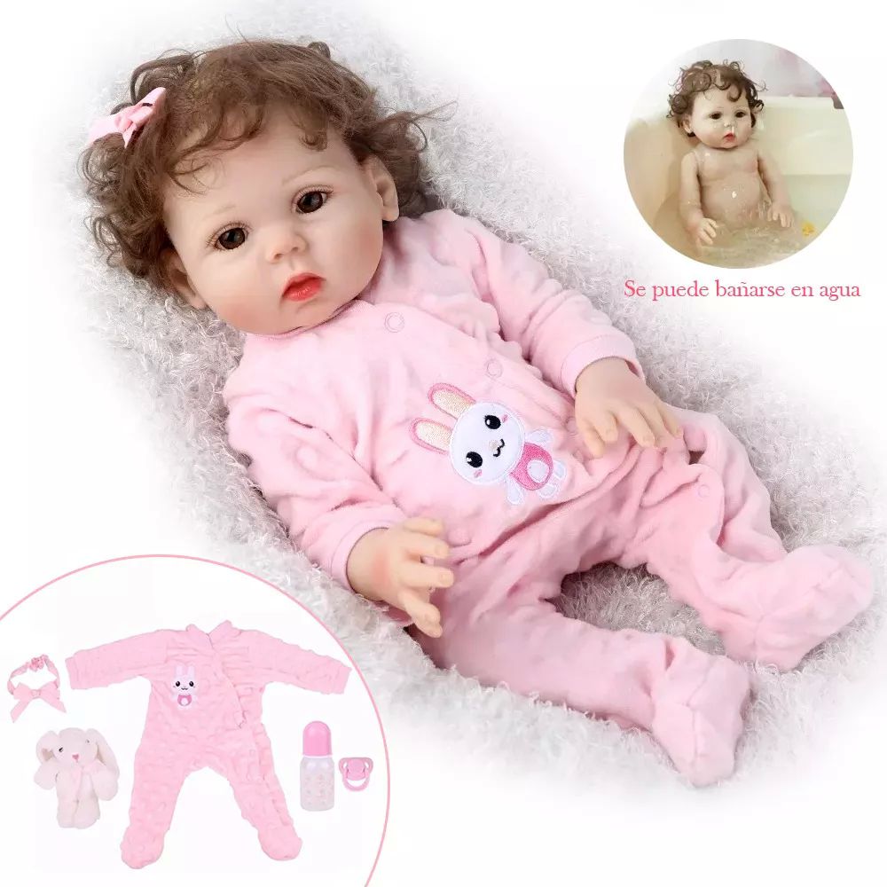 Muñeca Bebé 48cm Reborn Bebé Completo Silicona Vinilo Niña