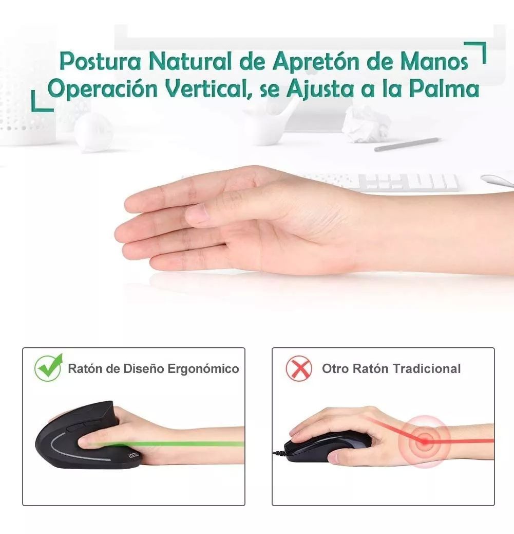Mouse Vertical Inalámbrico 2.4g Ergonómico, Recargable