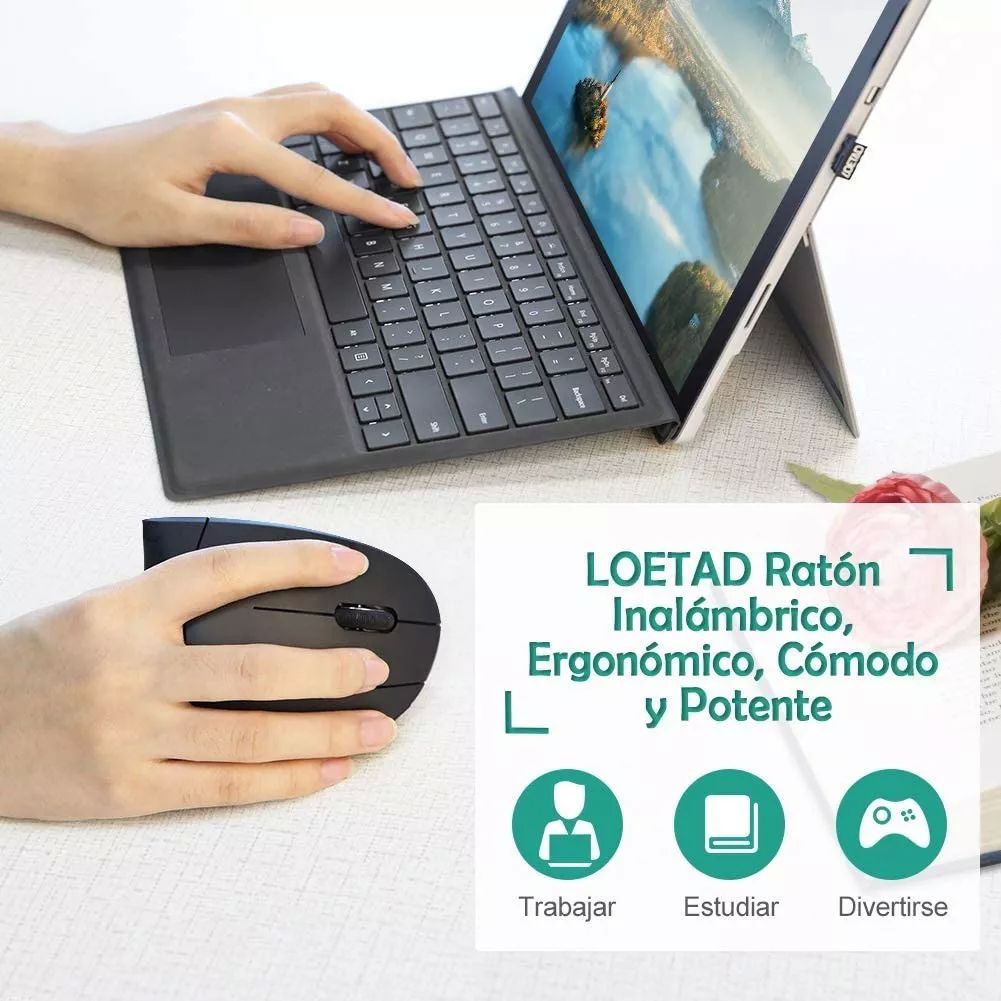 Mouse Vertical Inalámbrico 2.4g Ergonómico, Recargable