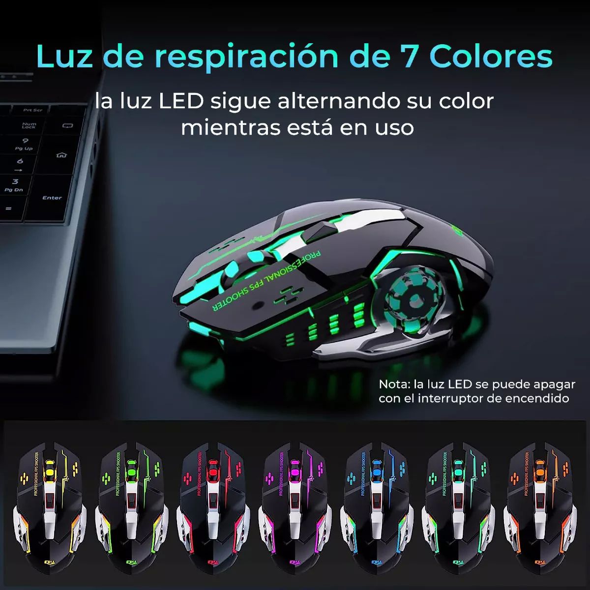 Mouse Inalambrico Gamer Ergonomico 2.4g Bt Dual Modos Raton.