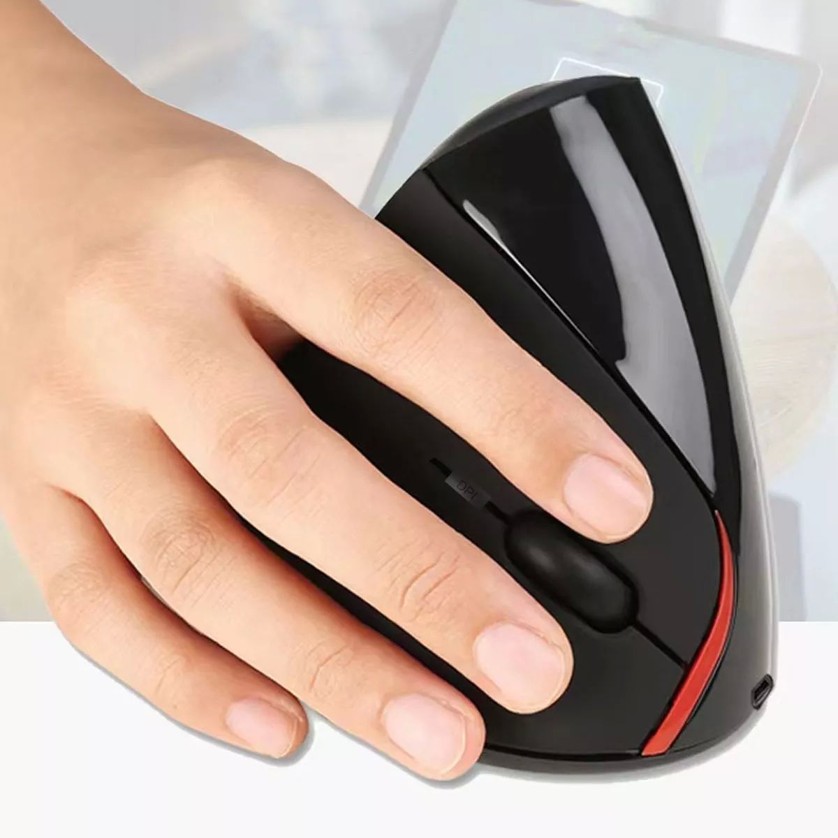 Ratón Ergonómico Inalámbrico Recargable, 2.4 Ghz Con 3 Dpis