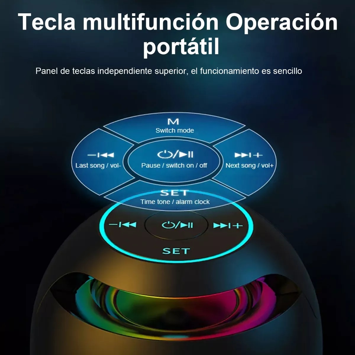 Bocina Bluetooth Portátil Con Reloj Digital Rosa