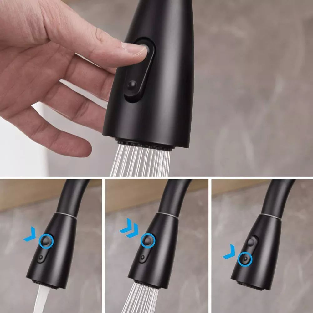 Grifo Cocina Monomando Extraíble Tarja Inoxidable Negro Mate