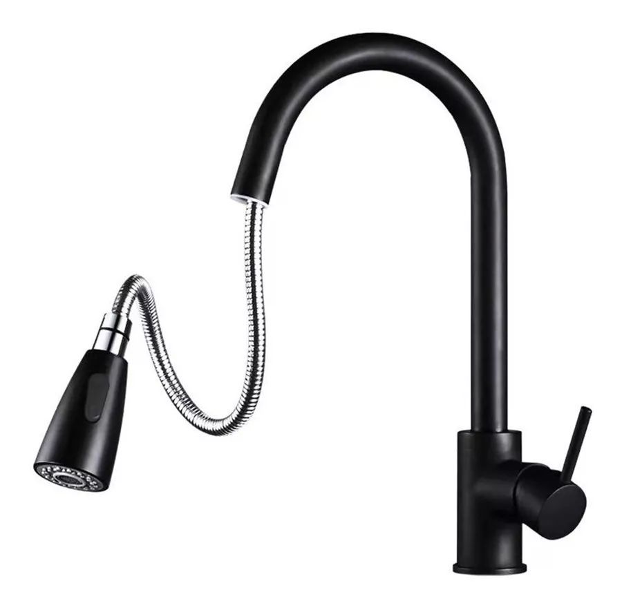 Grifo Cocina Monomando Extraíble Tarja Inoxidable Negro Mate