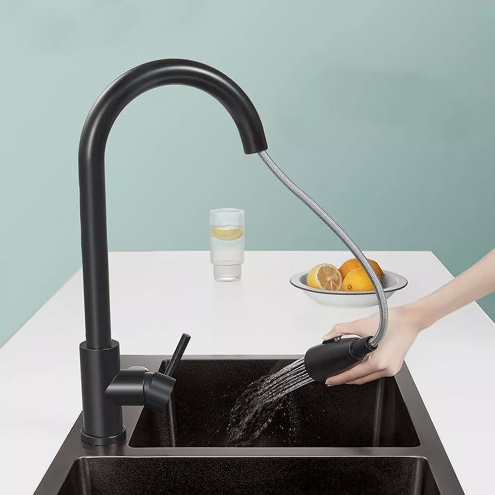 Grifo Cocina Monomando Extraíble Tarja Inoxidable Negro Mate