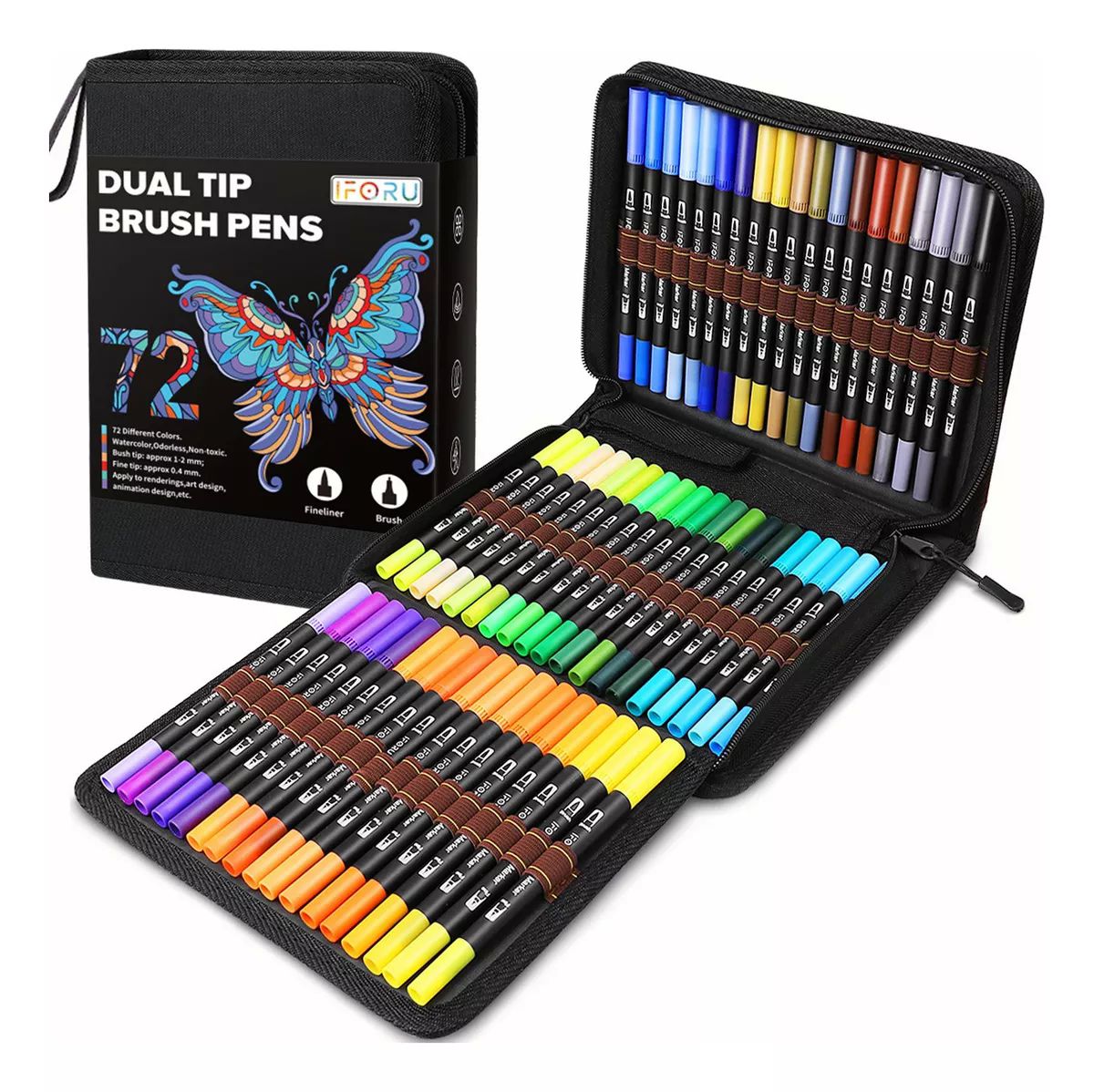 Plumones Punta Pincel Doble Punta Marcadores Iforu 72 Colors