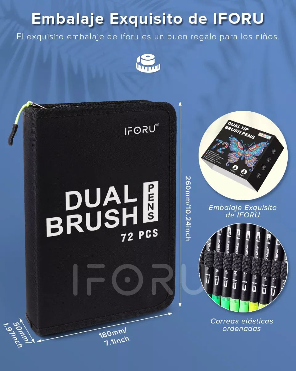 Plumones Punta Pincel Doble Punta Marcadores Iforu 72 Colors