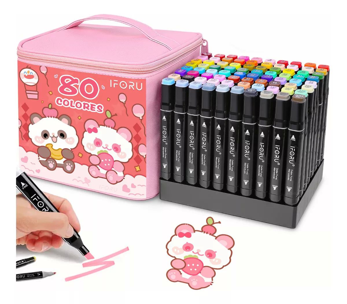 Marcadores Plumones Punta Pincel Doble Punta Iforu 80 Colors