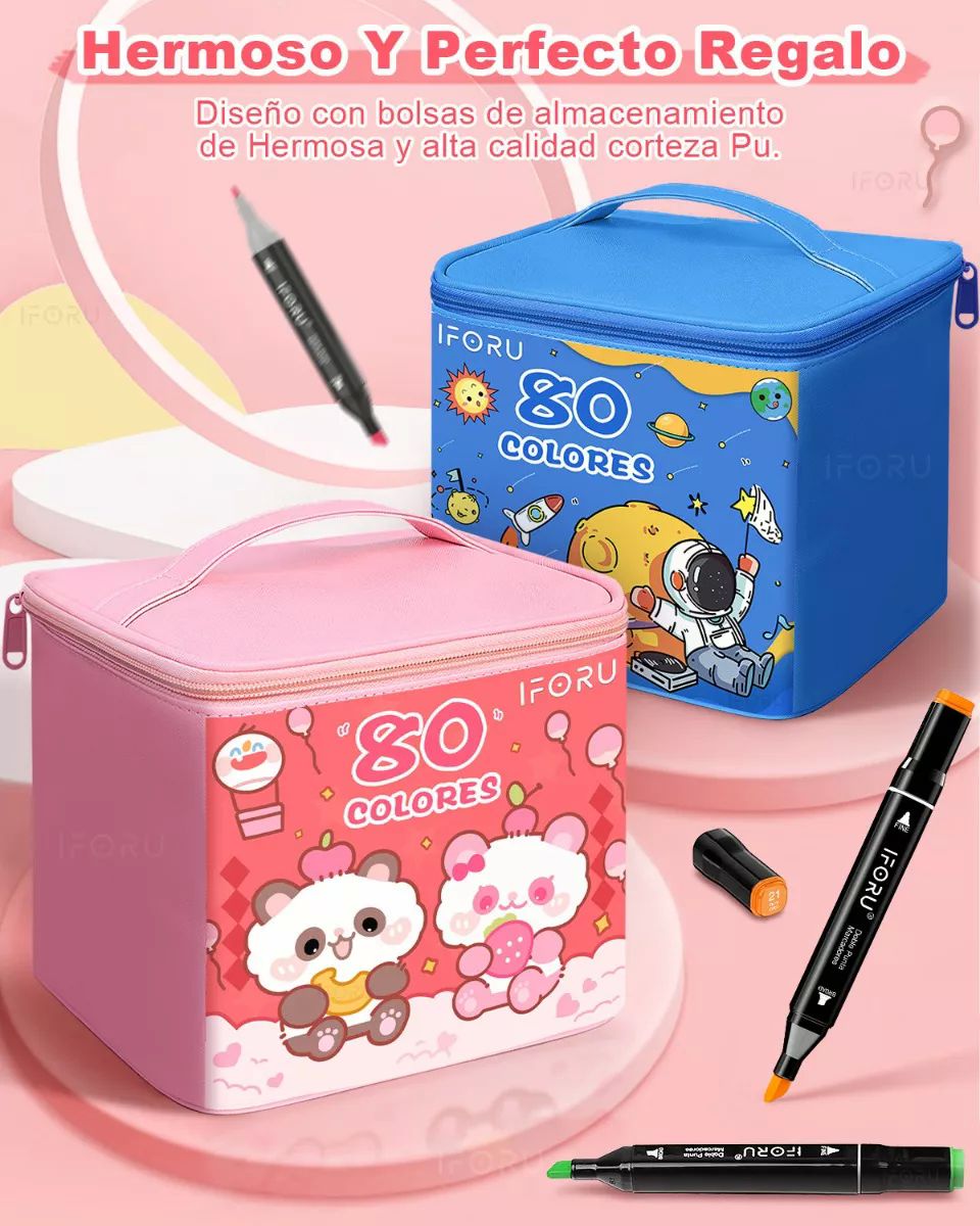 Marcadores Plumones Punta Pincel Doble Punta Iforu 80 Colors