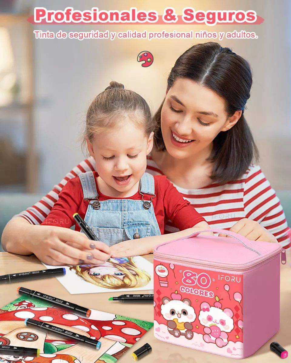 Marcadores Plumones Punta Pincel Doble Punta Iforu 80 Colors