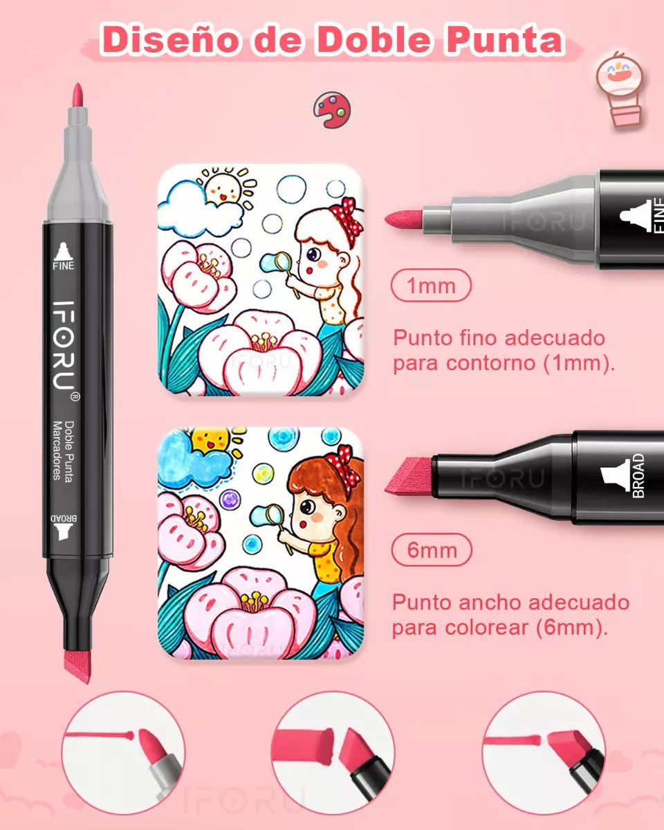 Marcadores Plumones Punta Pincel Doble Punta Iforu 80 Colors