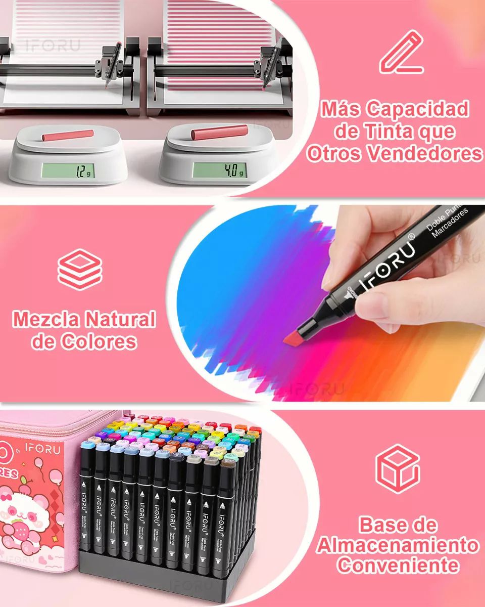Marcadores Plumones Punta Pincel Doble Punta Iforu 80 Colors