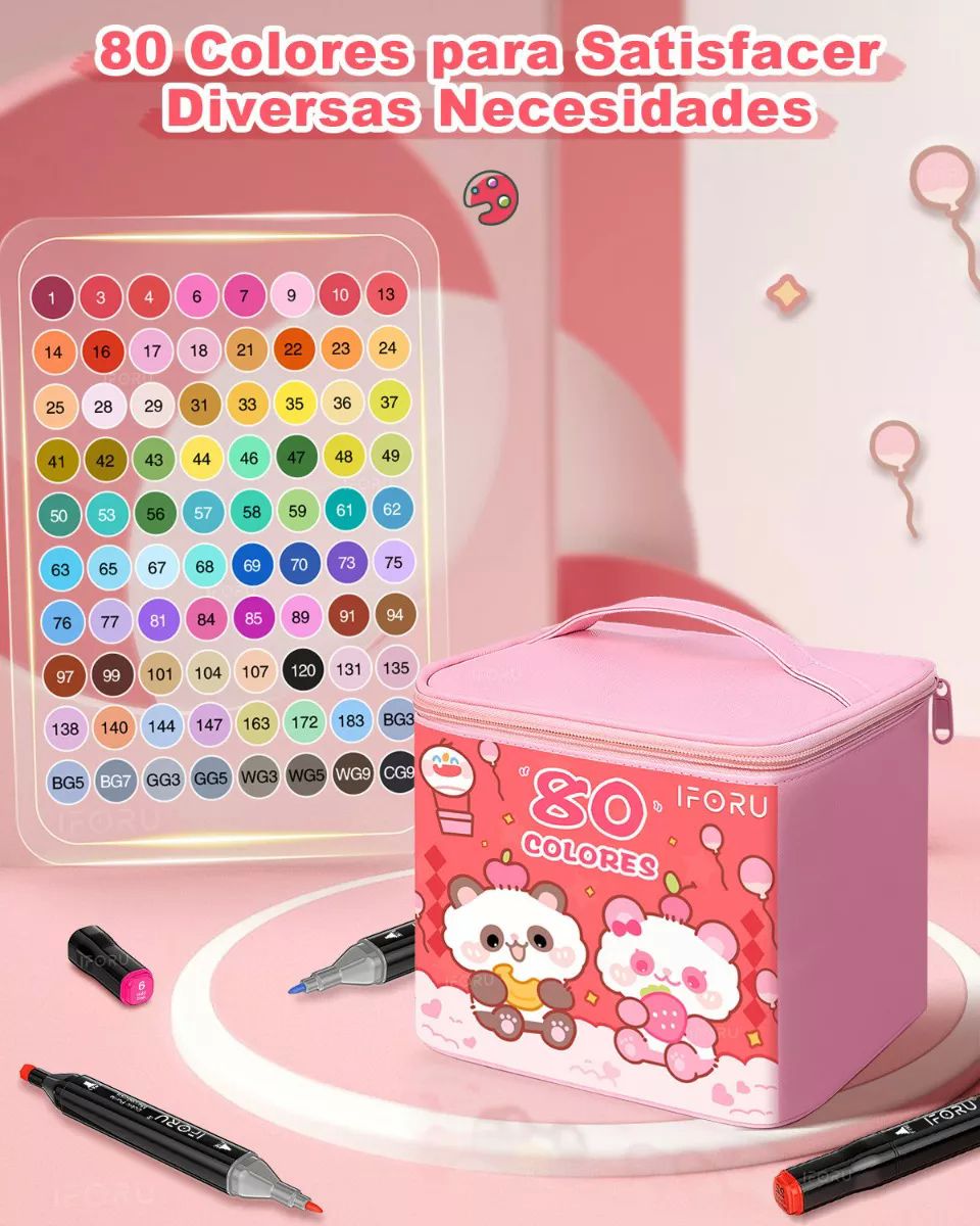 Marcadores Plumones Punta Pincel Doble Punta Iforu 80 Colors