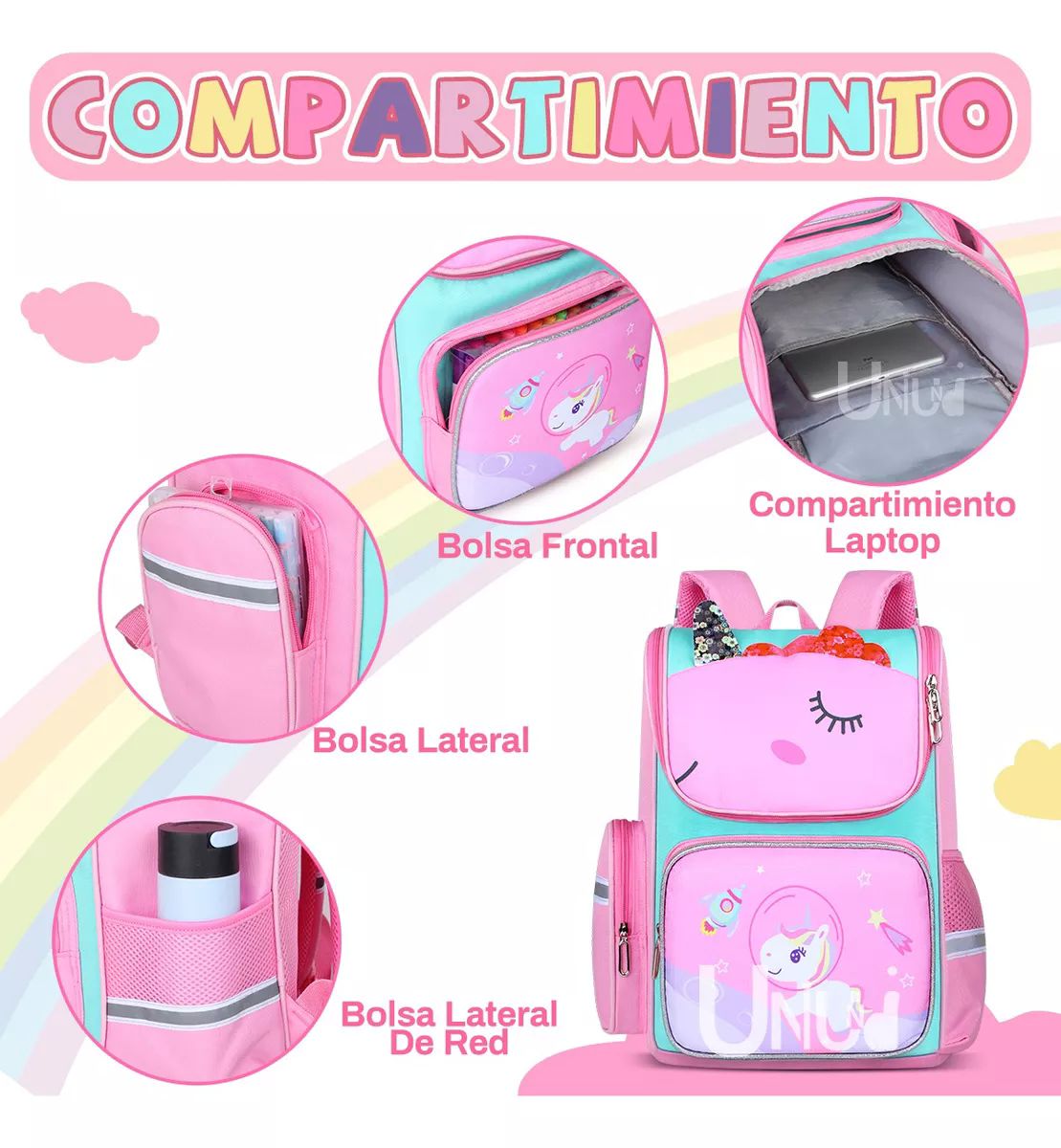 Mochila Infantil Dinosaurio Caballito Para Niños Niñas Escolar Primaria 