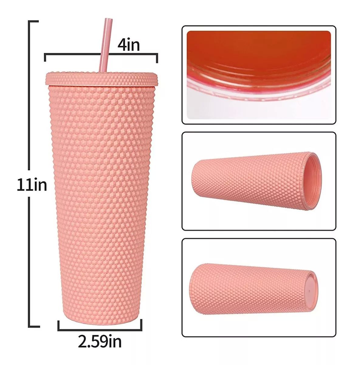 Doble Pared Vasos Termicos Con Popote Taza De Plástico 700ml