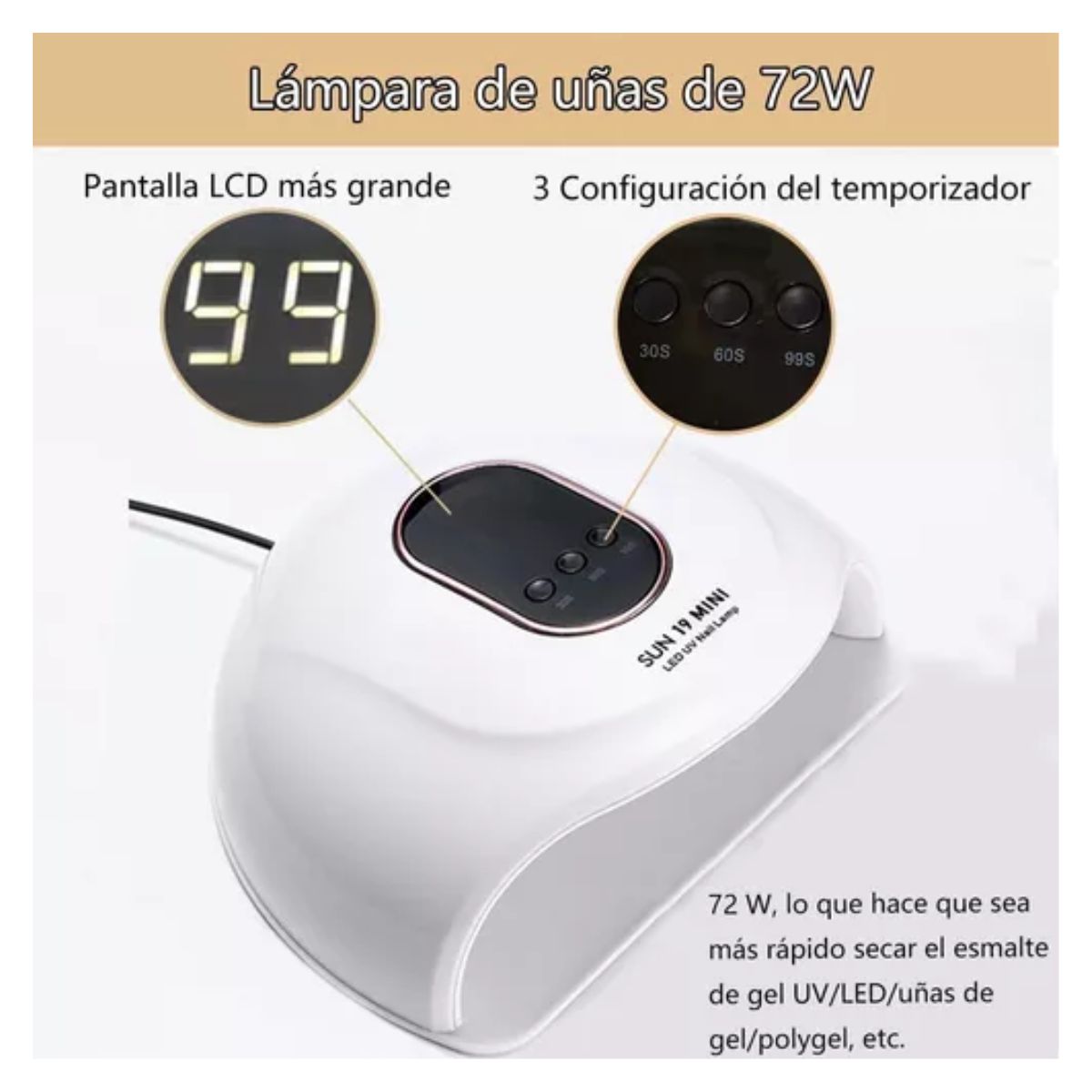 Kit Glitter Polygel Con Lámpara Led/uv + Utensilios Manicura 