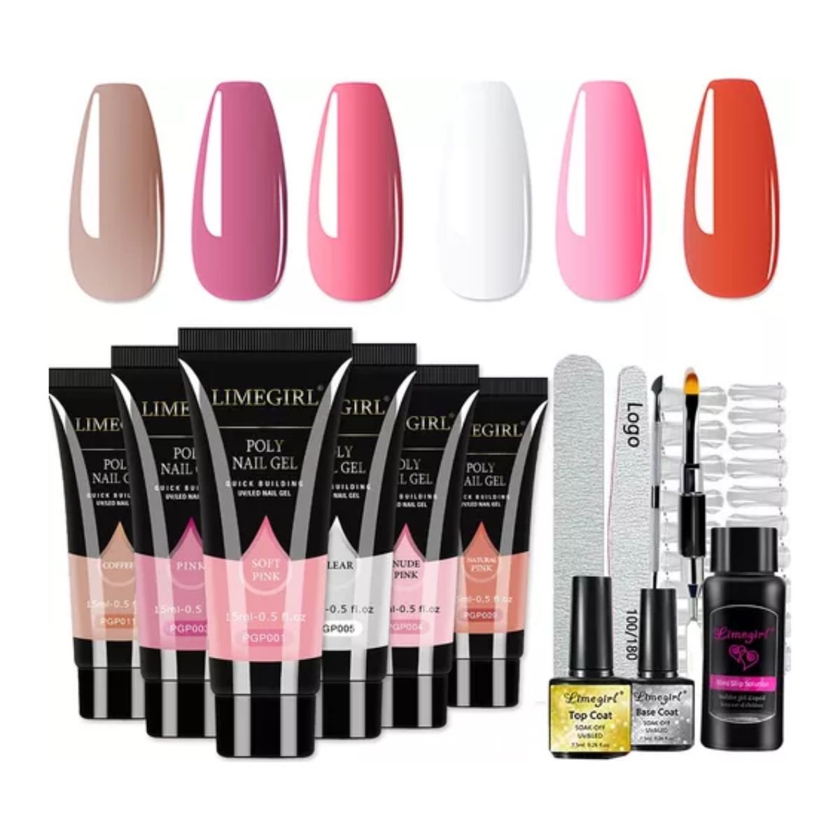 Polygel Kit Suitable Nail Extension Home Diy-6 Colors Kit 