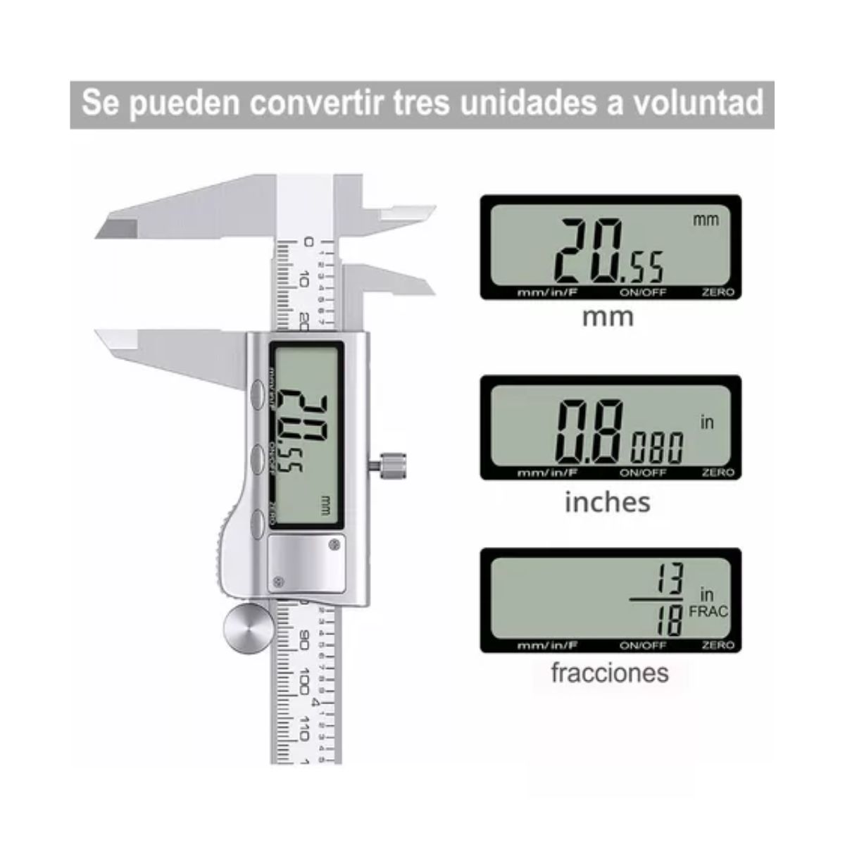 Calibrador Vernier Digital Uso Industrial Todo Metal 0.01mm Plata 