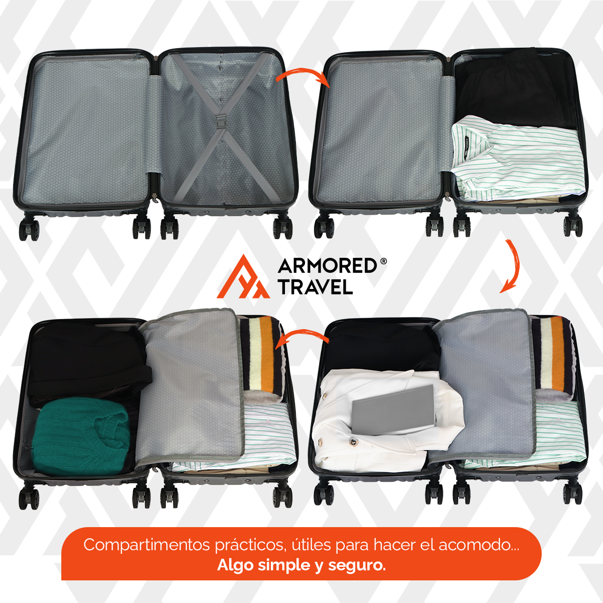 Maletas de viaje Rígidas set grande kit 3 piezas 28 24 20 pulgadas carry on ABS doble calibre candado de alta seguridad TSA LOCK Verde MILI Armored travel