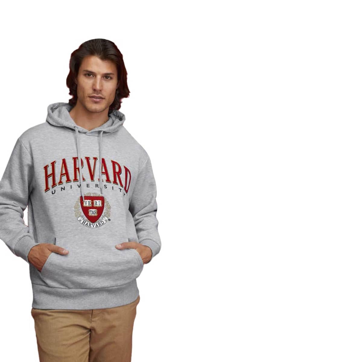 Sudadera casual gris de Harvard con capucha, para hombre, mod. 1099423
