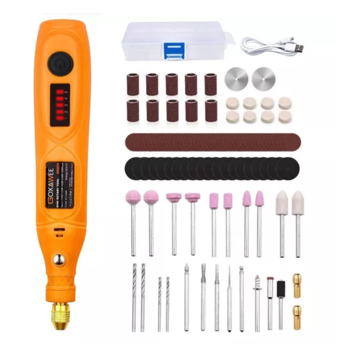 Mini Mototool Taladro Pulido Accesorios Naranja Vino/PLATA 