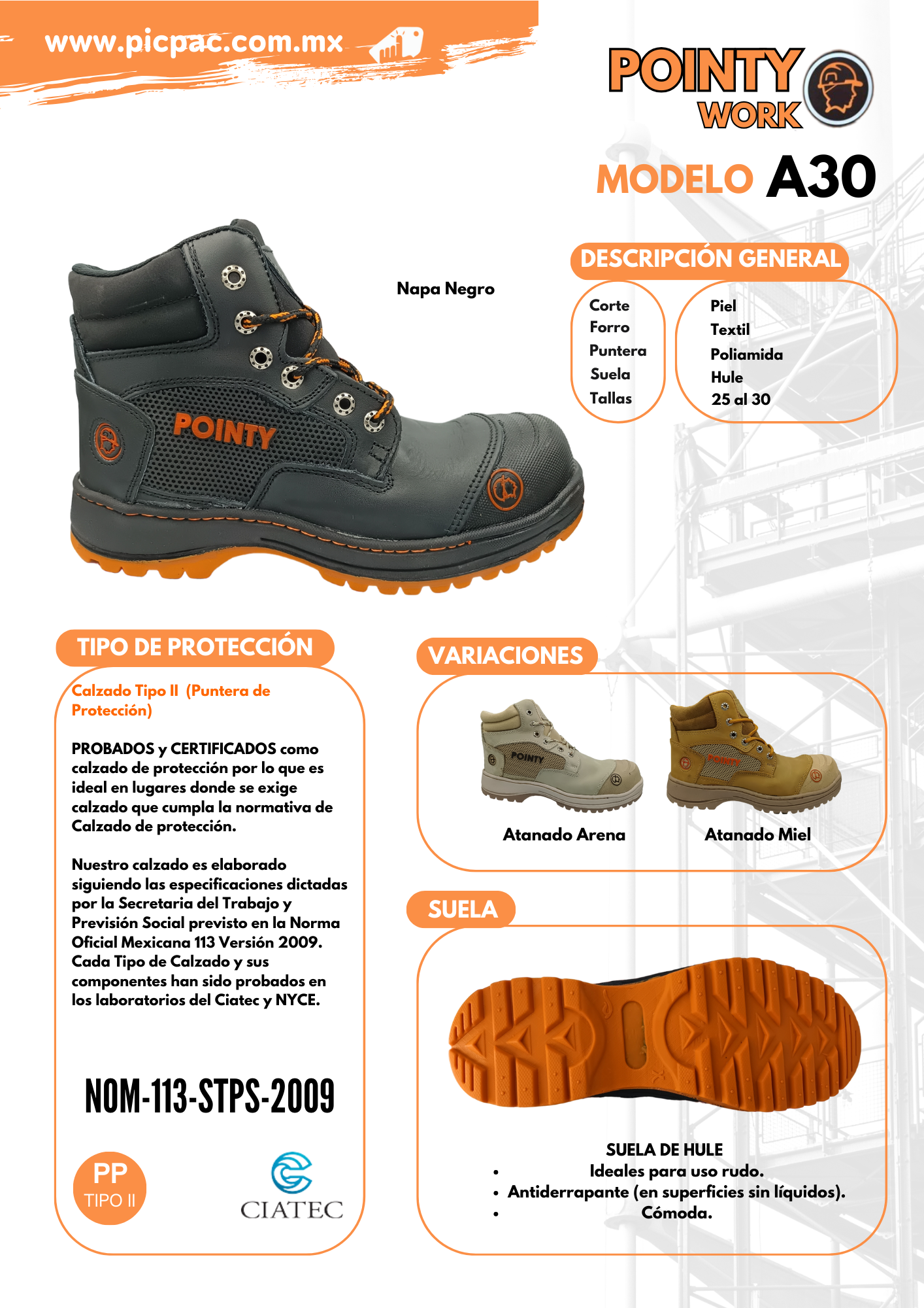 Calzado De Seguridad - Pointy A30 - Miel Claro