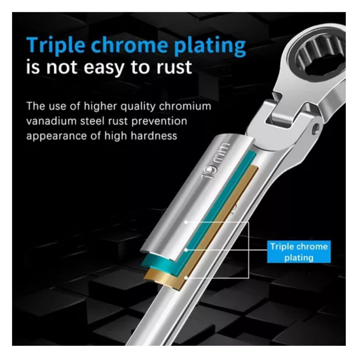 Llave Inglesa Combinada Tipo Matraca Ajustable Goxawee 12 pzs, Plata