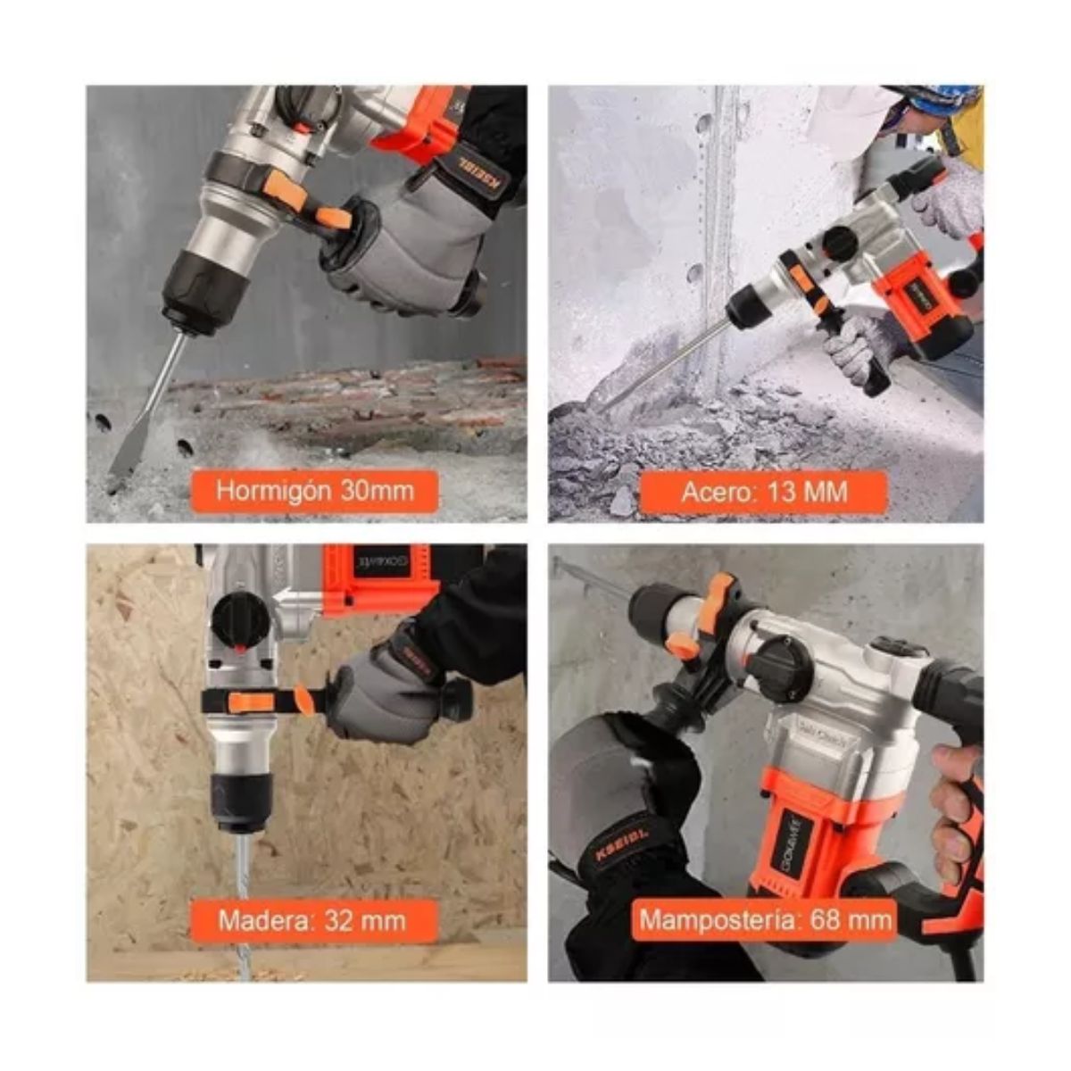 Rotomartillo Cincelador Perforador Sds Industrial 1600w Naranja/Negro