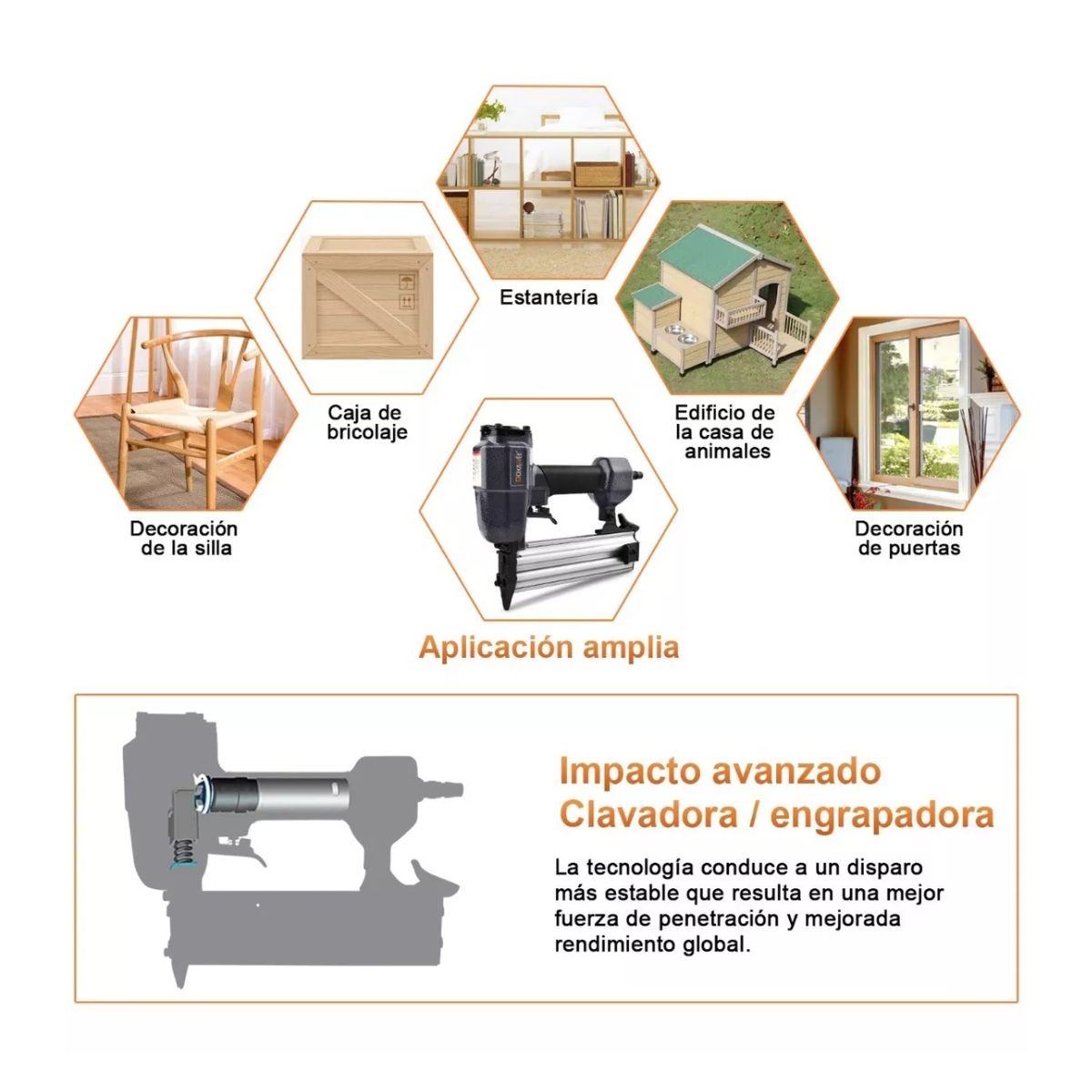 Pistola Clavadora Para Carpintería Goxawee Con 2000 Clavos, Negro