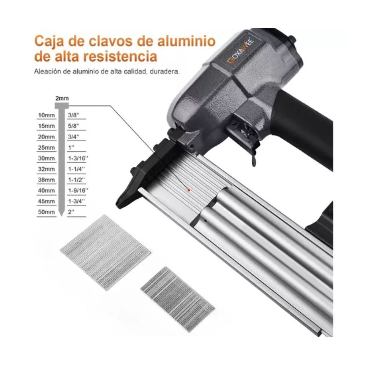 Pistola Clavadora Para Carpintería Goxawee Con 2000 Clavos, Negro
