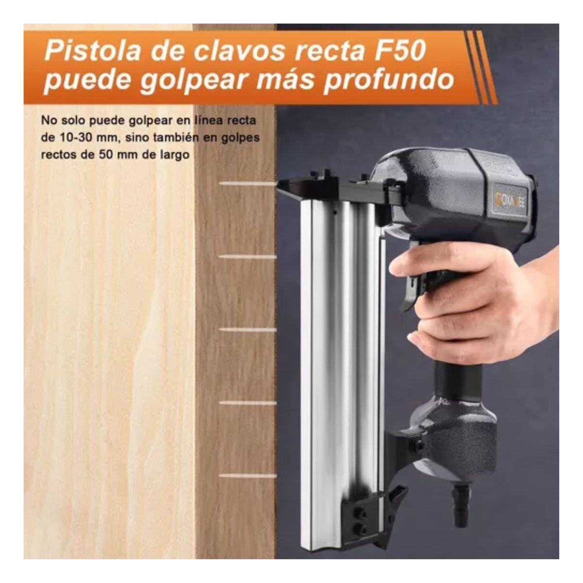 Pistola Clavadora Para Carpintería Goxawee Con 2000 Clavos, Negro