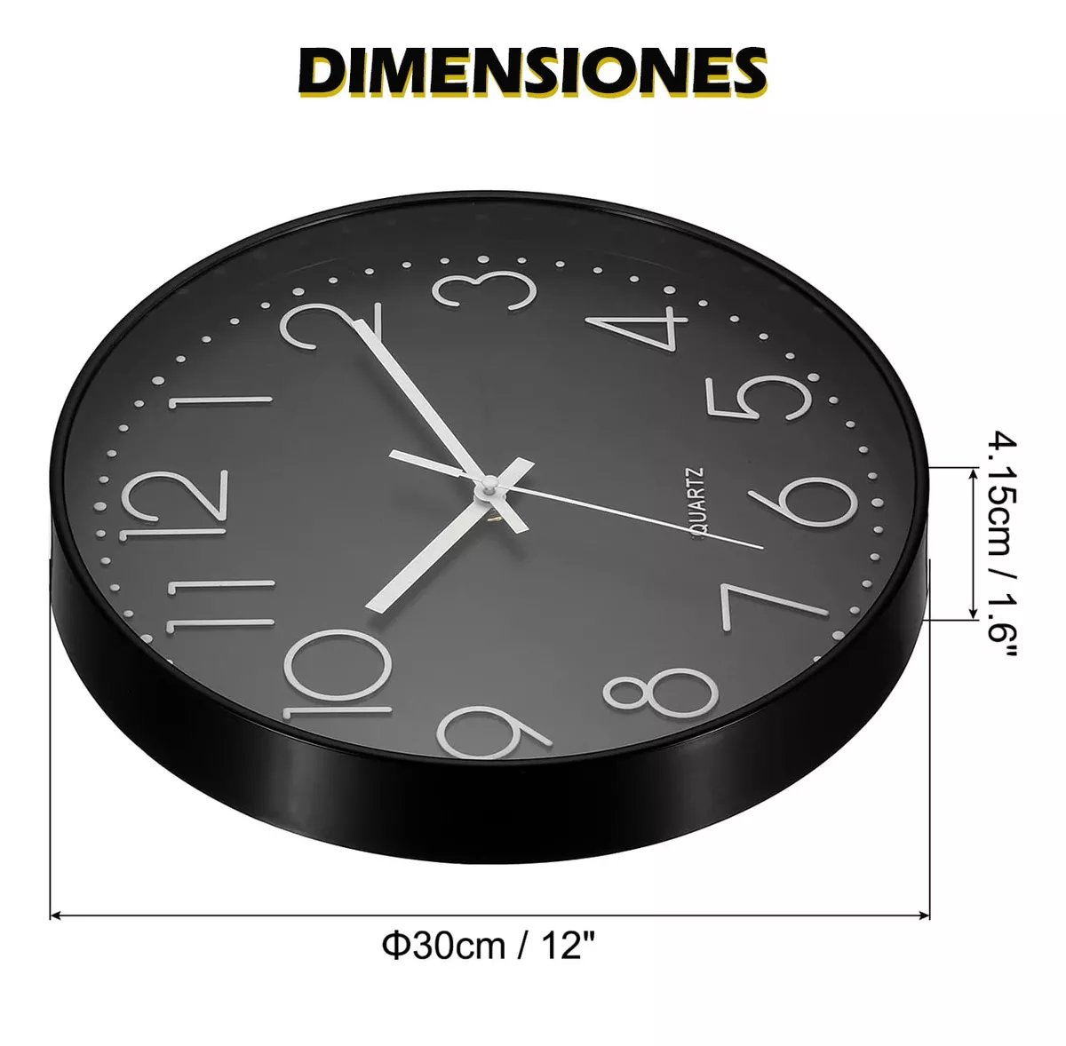 Reloj de Pared Minimalista Moderno Negro Grande Decorativo