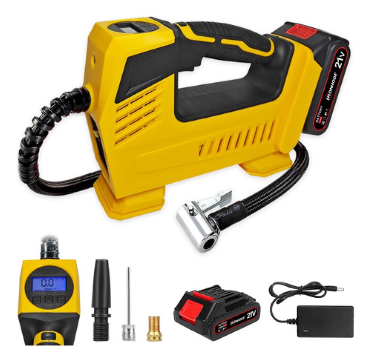 Compresor Inflador De Llantas Inalámbrico Portátil Para Auto Amarillo/Negro