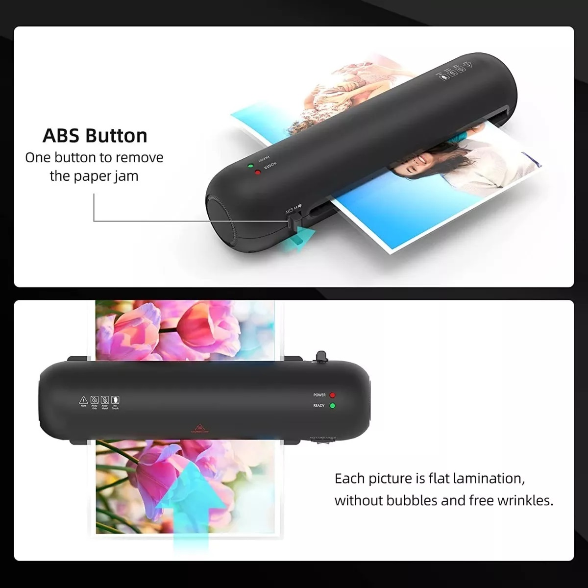 Laminadora Enmicadora Térmica+cortador De Papel+300micas Negro