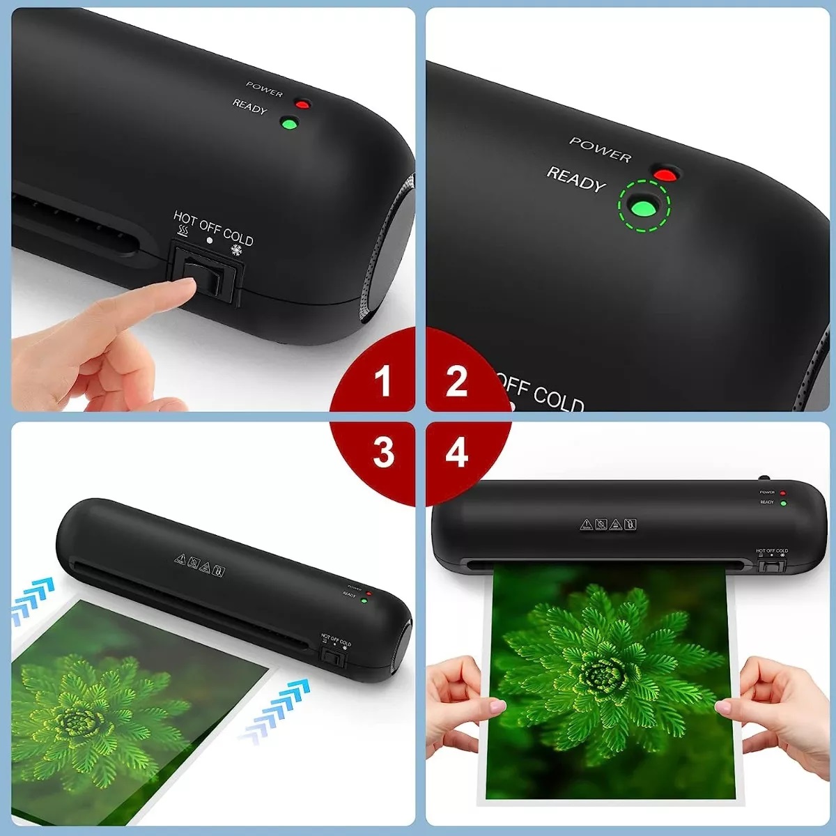 Laminadora Enmicadora Térmica+cortador De Papel+300micas Negro