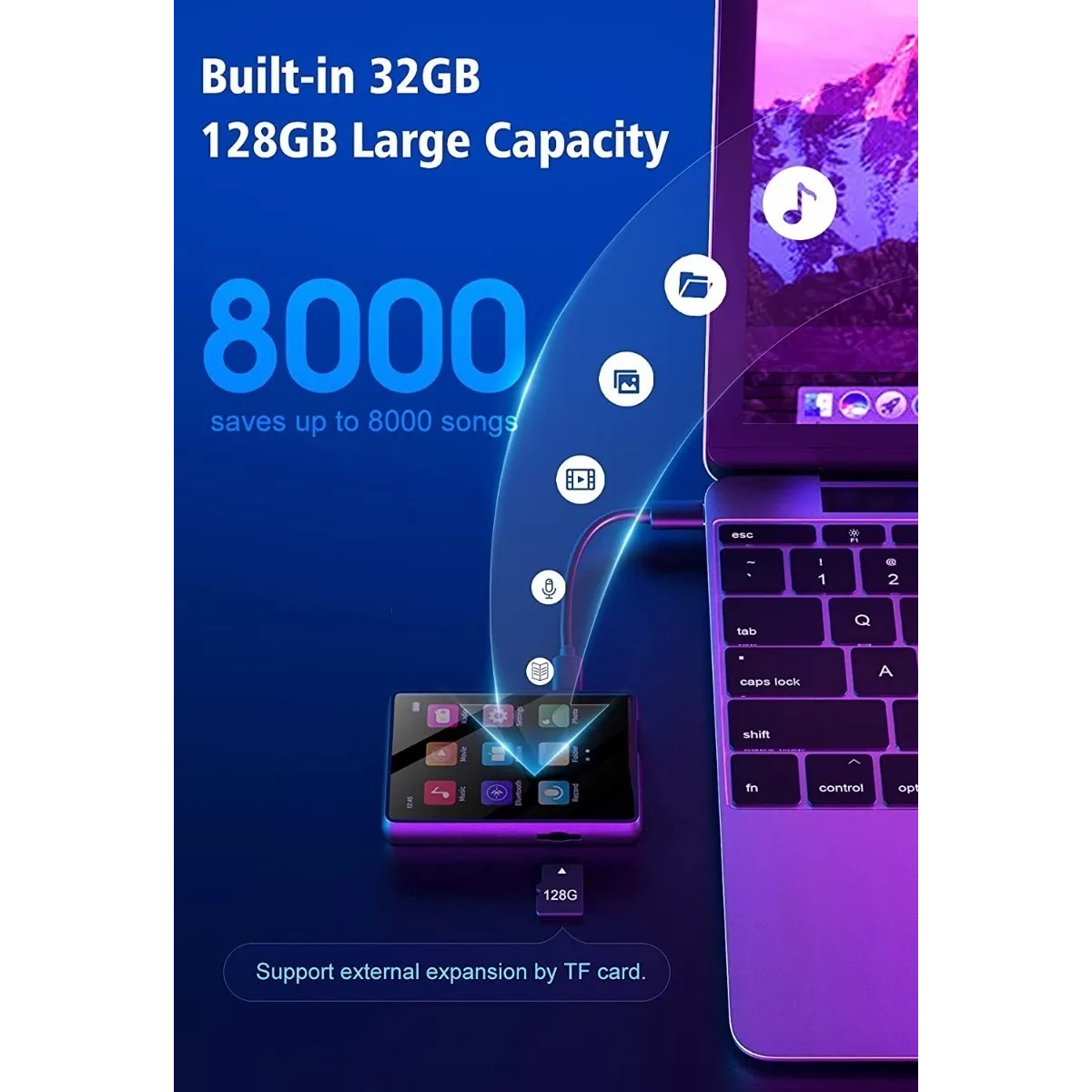 Reproductor De Música Digital Mp3 Mp4 32g Con Pantalla Tácti