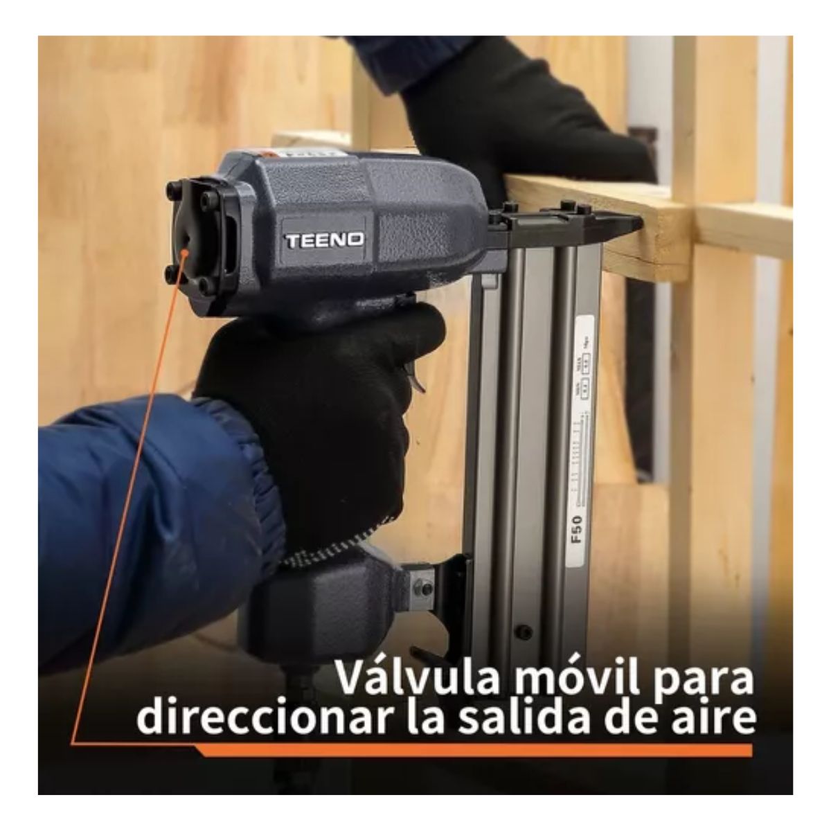 Pistola Clavadora Neutica Teeno Profesional Con 500 clavos, Negro