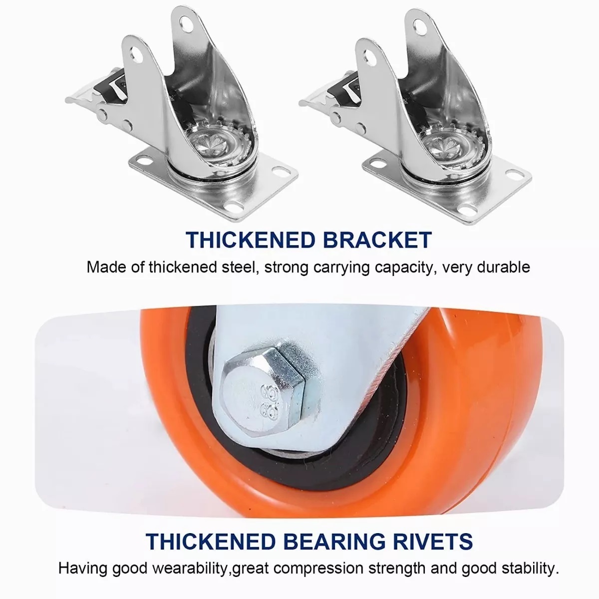 Kit De Ruedas Giratorias De Pvc Negro C/freno De 2inch 8Pzas