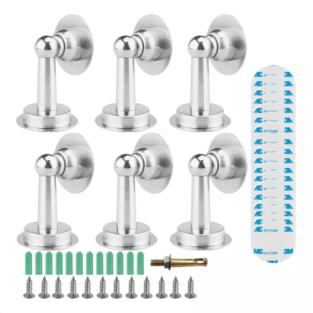 Kit 6 Pcs Tope De Puerta Magnético Succión De Pared