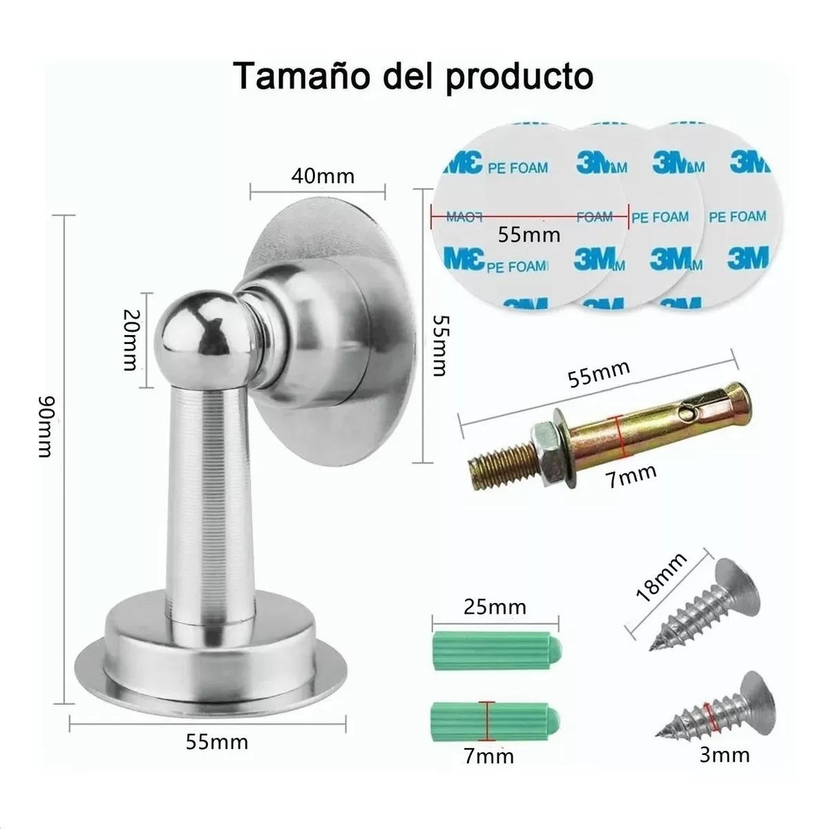 Kit 6 Pcs Tope De Puerta Magnético Succión De Pared