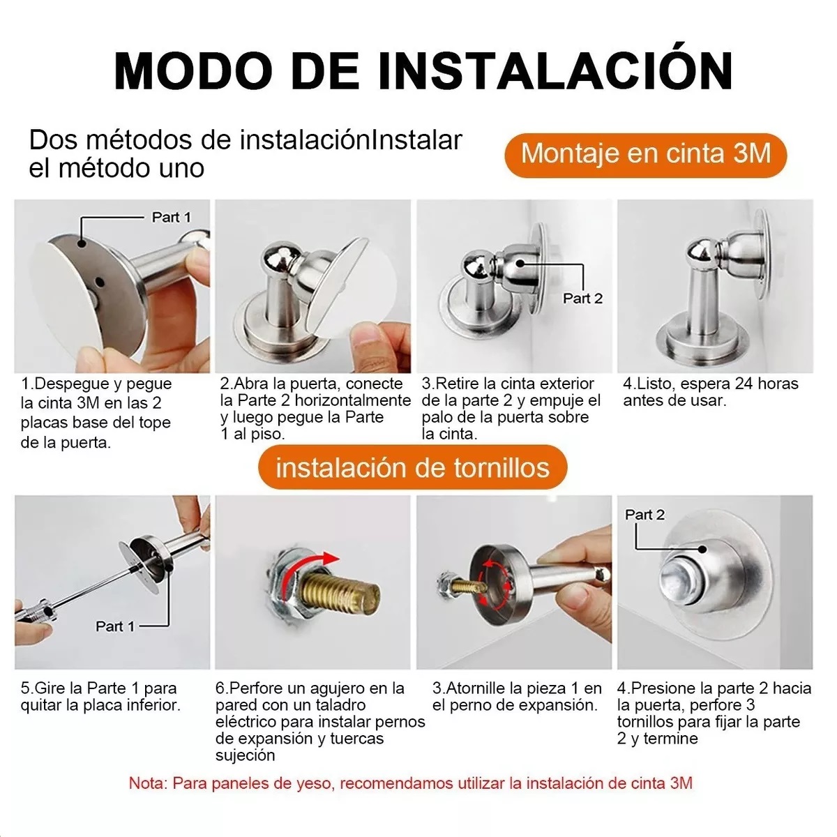 Kit 6 Pcs Tope De Puerta Magnético Succión De Pared