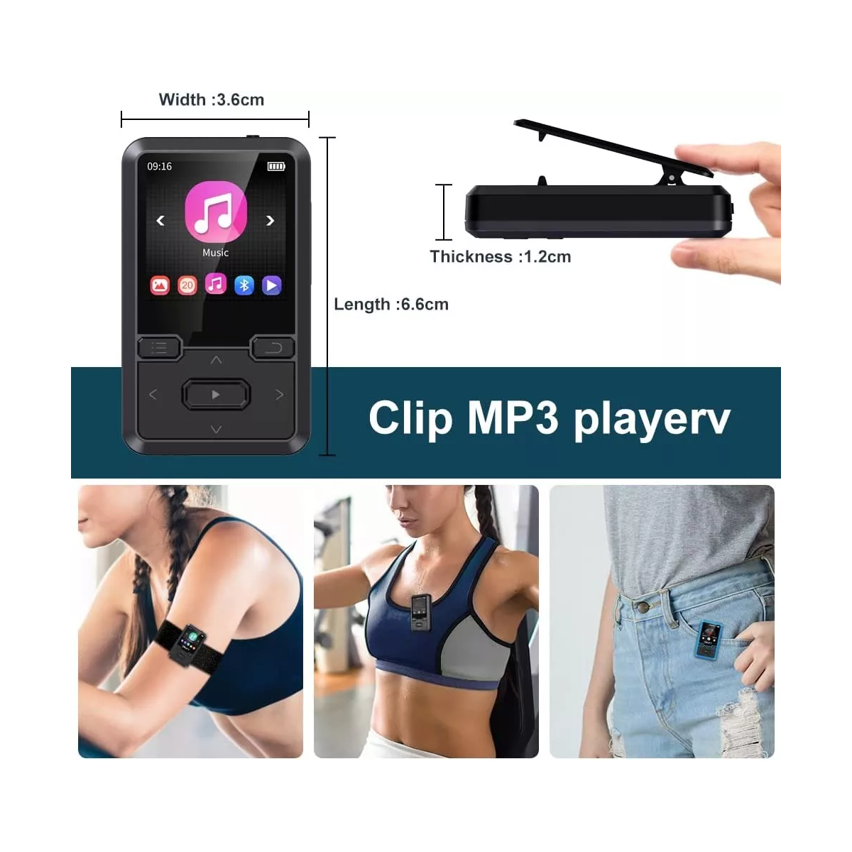 Reproductor Música Portátil Mp3 Mp4 Bluetooth Con Audífonos Negro
