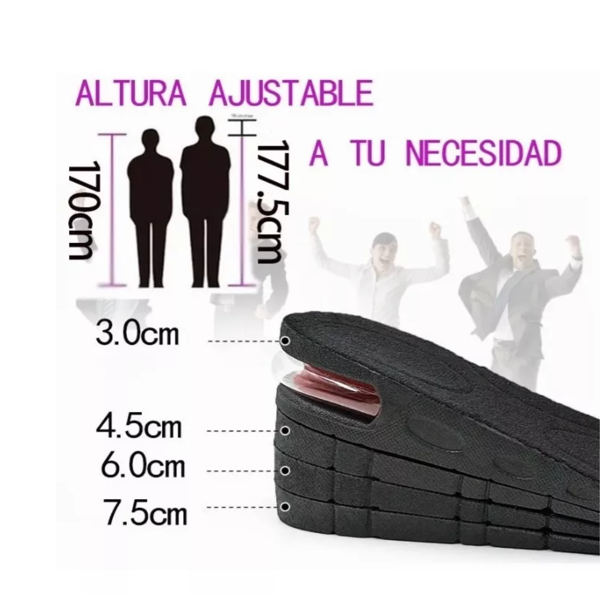 Plantillas Estatura Unisex Aumenta Altura 3cm-7.5 Cm 4 Capas