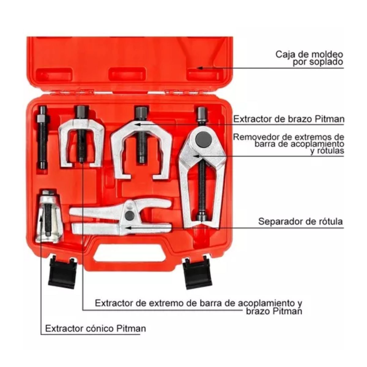 Extractor Rotula Kit Herramienta Suspension Reparacion Auto, Plata/Rojo
